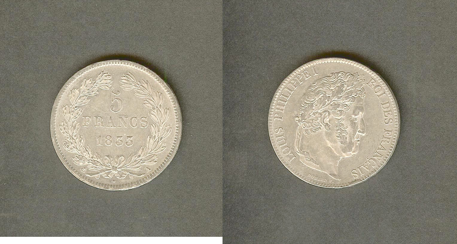 5 francs Louis-Philippe 1833 A Paris SUP